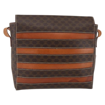 CELINE Macadam Canvas Shoulder Bag PVC Leather Brown Gold Auth ti3693 - 0