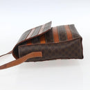CELINE Macadam Canvas Shoulder Bag PVC Leather Brown Gold Auth ti3693-3