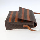 CELINE Macadam Canvas Shoulder Bag PVC Leather Brown Gold Auth ti3693-4