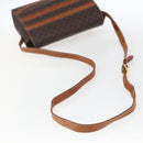 CELINE Macadam Canvas Shoulder Bag PVC Leather Brown Gold Auth ti3693-7