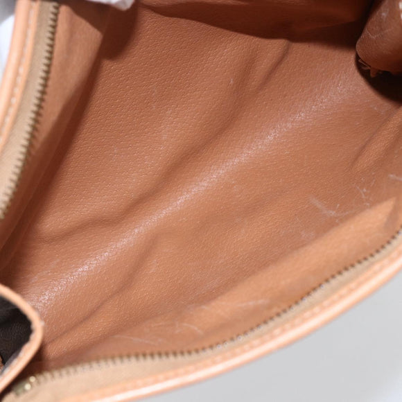 CELINE Macadam Canvas Clutch Bag PVC Leather Brown Gold Auth ti3695