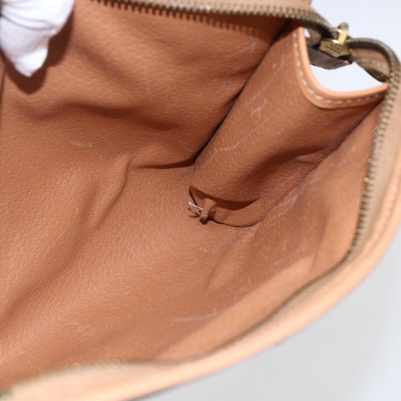 CELINE Macadam Canvas Clutch Bag PVC Leather Brown Gold Auth ti3695