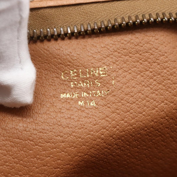 CELINE Macadam Canvas Clutch Bag PVC Leather Brown Gold Auth ti3695