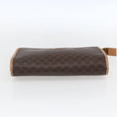 CELINE Macadam Canvas Clutch Bag PVC Leather Brown Gold Auth ti3695-7