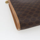 CELINE Macadam Canvas Clutch Bag PVC Leather Brown Gold Auth ti3695-9