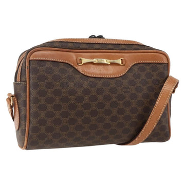 CELINE Macadam Canvas Shoulder Bag PVC Leather Brown Gold Auth ti3696