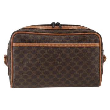 CELINE Macadam Canvas Shoulder Bag PVC Leather Brown Gold Auth ti3696 - 0