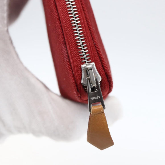 HERMES Fourre Tout Perth GM Long Wallet Canvas Red Auth ti3698