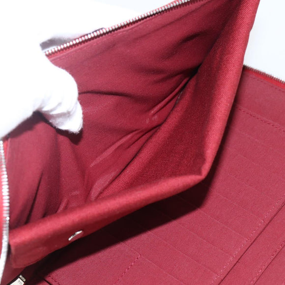 HERMES Fourre Tout Perth GM Long Wallet Canvas Red Auth ti3698