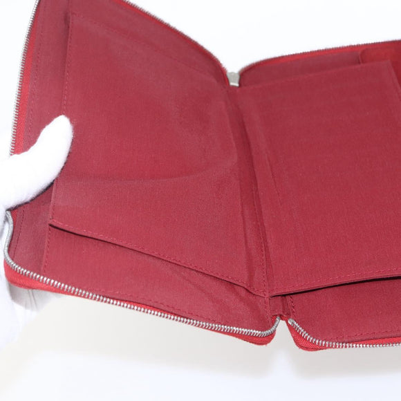 HERMES Fourre Tout Perth GM Long Wallet Canvas Red Auth ti3698