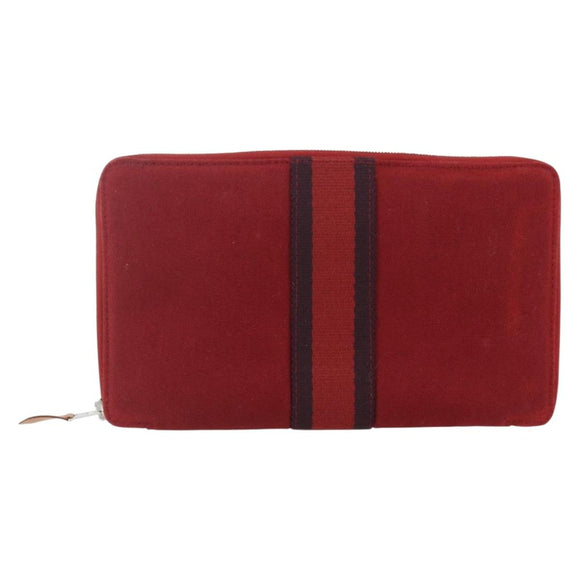 HERMES Fourre Tout Perth GM Long Wallet Canvas Red Auth ti3698