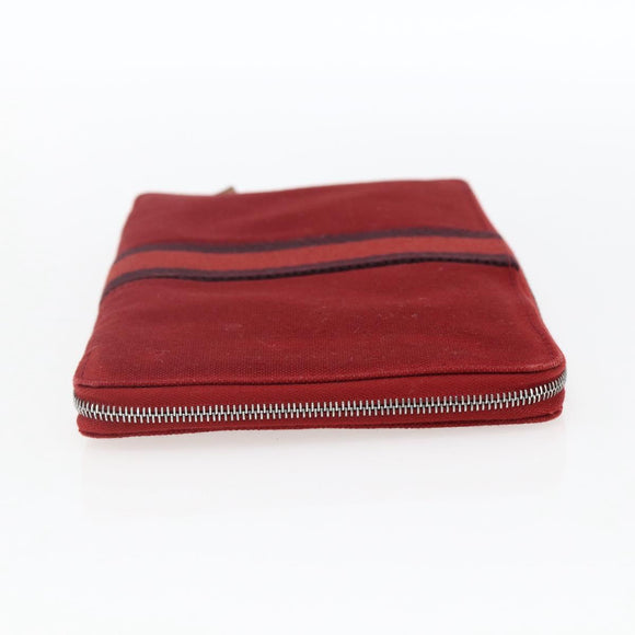 HERMES Fourre Tout Perth GM Long Wallet Canvas Red Auth ti3698