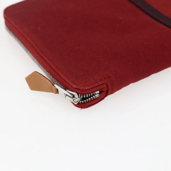 HERMES Fourre Tout Perth GM Long Wallet Canvas Red Auth ti3698