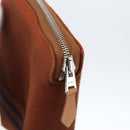 HERMES Fourre Tout Perth GM Lange Geldbörse Canvas Braun Auth ti3699-8