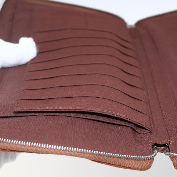 HERMES Fourre Tout Perth GM Lange Geldbörse Canvas Braun Auth ti3699