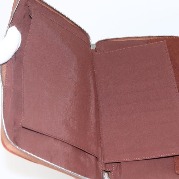 HERMES Fourre Tout Perth GM Long Wallet Canvas Brown Auth ti3699