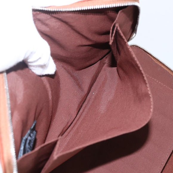 HERMES Fourre Tout Perth GM Lange Geldbörse Canvas Braun Auth ti3699