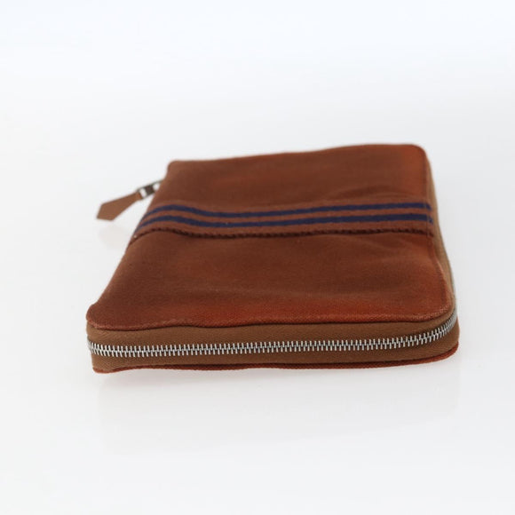 HERMES Fourre Tout Perth GM Long Wallet Canvas Brown Auth ti3699