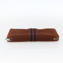 HERMES Fourre Tout Perth GM Lange Geldbörse Canvas Braun Auth ti3699-6