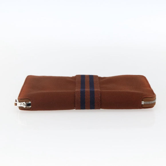 HERMES Fourre Tout Perth GM Lange Geldbörse Canvas Braun Auth ti3699