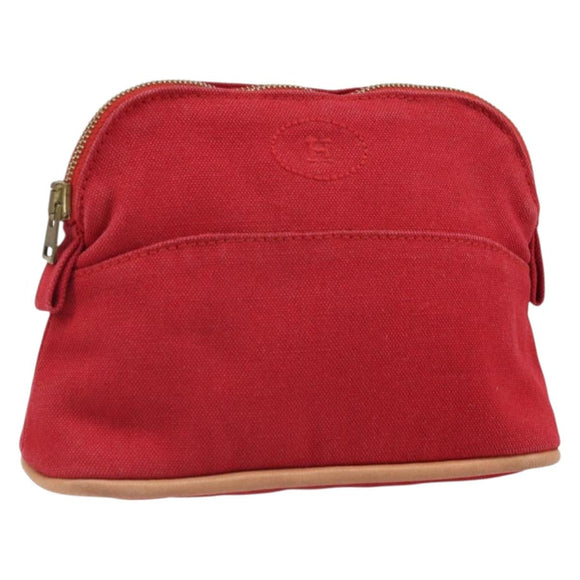 HERMES Bolide PM Pouch Canvas Red Auth ti3703