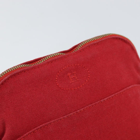 HERMES Bolide PM Pouch Canvas Red Auth ti3703