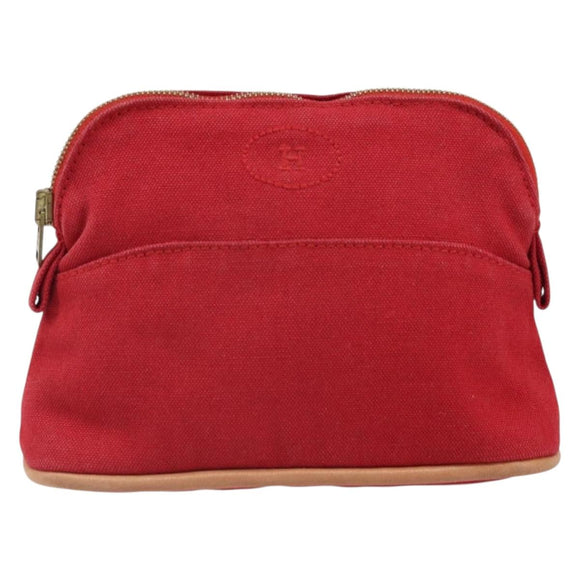 HERMES Bolide PM Pouch Canvas Red Auth ti3703