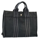 HERMES Fourre Tout PM Hand Bag Canvas Black Silver Auth ti3705-1