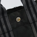 HERMES Fourre Tout PM Hand Bag Canvas Black Silver Auth ti3705-14