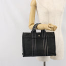 HERMES Fourre Tout PM Hand Bag Canvas Black Silver Auth ti3705-20