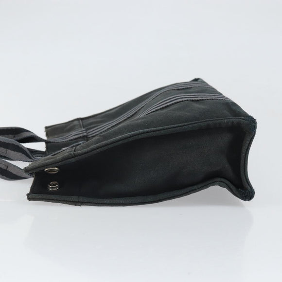 HERMES Fourre Tout PM Hand Bag Canvas Black Silver Auth ti3705
