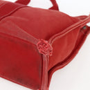 HERMES Deauville MM Hand Bag Canvas Red Auth ti3706-10