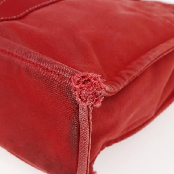 HERMES Deauville MM Hand Bag Canvas Red Auth ti3706