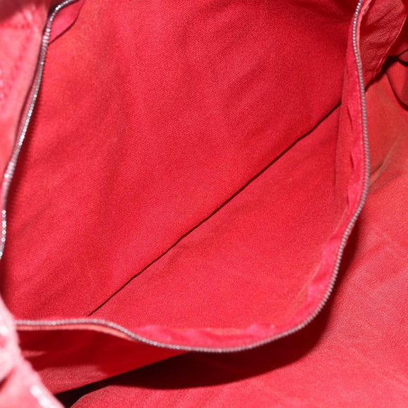HERMES Deauville MM Hand Bag Canvas Red Auth ti3706