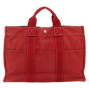 HERMES Deauville MM Hand Bag Canvas Red Auth ti3706-3