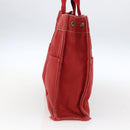 HERMES Deauville MM Hand Bag Canvas Red Auth ti3706-5