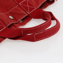 HERMES Deauville MM Hand Bag Canvas Red Auth ti3706-7