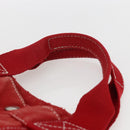 HERMES Deauville MM Hand Bag Canvas Red Auth ti3706-8