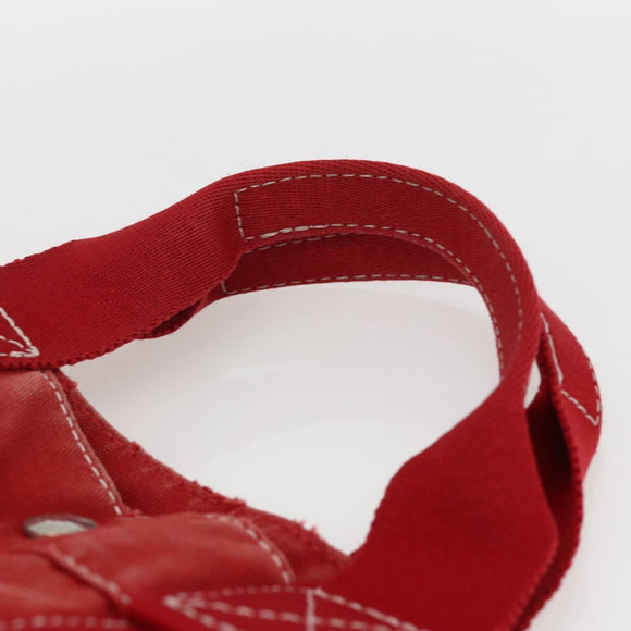 HERMES Deauville MM Hand Bag Canvas Red Auth ti3706