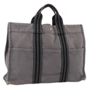 HERMES Fourre ToutMM Hand Bag Canvas Gray Silver Auth ti3707-1