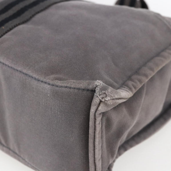 HERMES Fourre ToutMM Hand Bag Canvas Gray Silver Auth ti3707