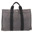 HERMES Fourre ToutMM Hand Bag Canvas Gray Silver Auth ti3707-13