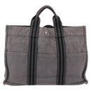 HERMES Fourre ToutMM Hand Bag Canvas Gray Silver Auth ti3707-2