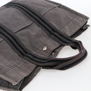 HERMES Fourre ToutMM Hand Bag Canvas Gray Silver Auth ti3707-6