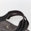 HERMES Fourre ToutMM Hand Bag Canvas Gray Silver Auth ti3707-8