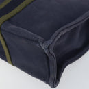 HERMES Fourre Tout PM Tote Bag Canvas Navy Silver Auth ti3708-15