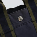 HERMES Fourre Tout PM Tote Bag Canvas Navy Silver Auth ti3708-10