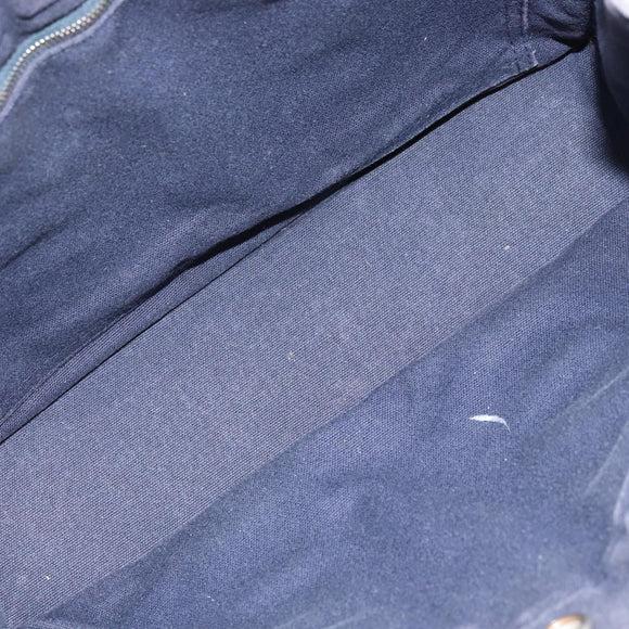 HERMES Fourre Tout PM Tote Bag Canvas Navy Silver Auth ti3708