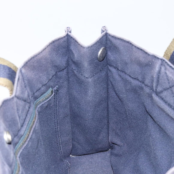 HERMES Fourre Tout PM Tote Bag Canvas Navy Silver Auth ti3708