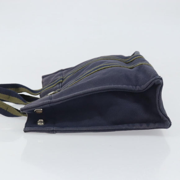 HERMES Fourre Tout PM Tote Bag Canvas Navy Silver Auth ti3708